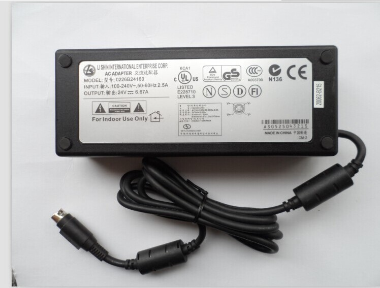 New LISHIN 24V 6.67A 0226B24160 AC ADAPTER POWER SUPPLY 4pin FOR HKC LCD 2723 T700